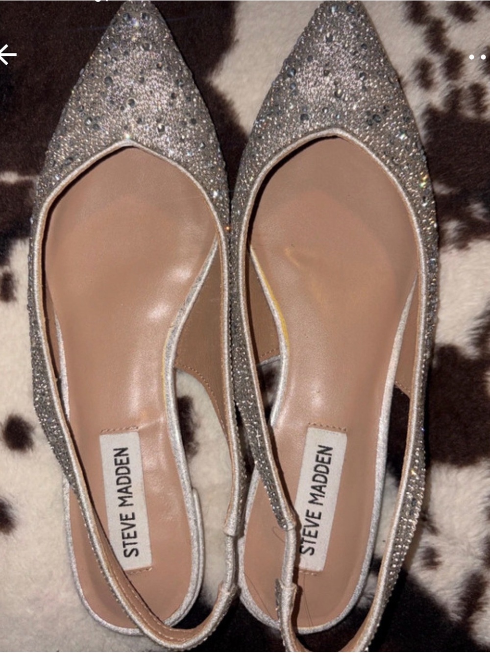 Steve Madden Silver Glitter Pointed Slingback Flats